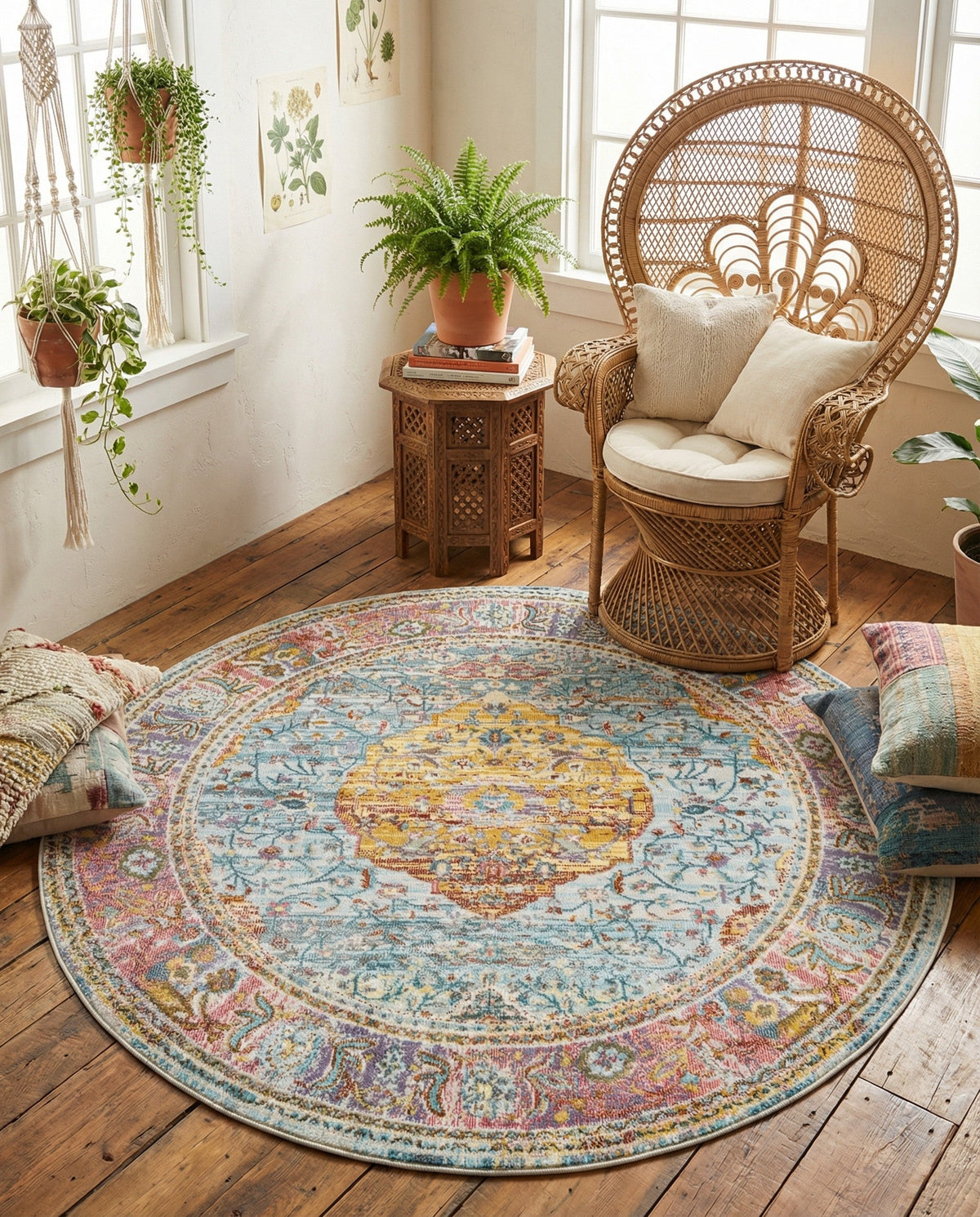 Caribbean Breeze Collection Area Rug -  Vieques Round Light Blue  lifestyle 189