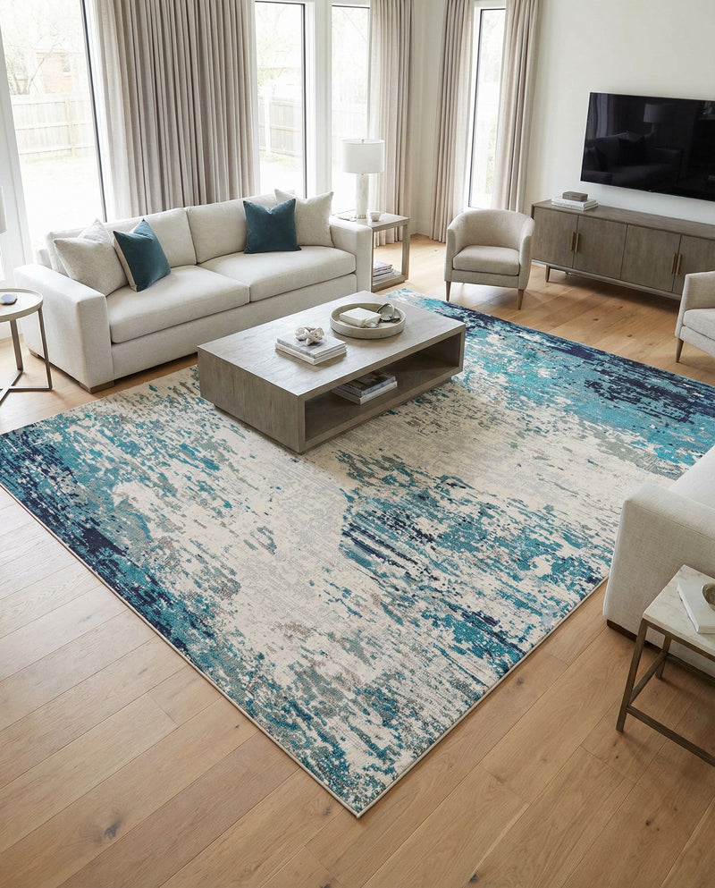 Colorburst Oasis Collection Area Rug -  Tropic Square Blue  lifestyle 77