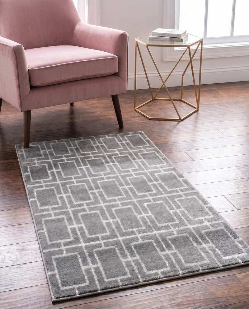 Hollywood Luxe Collection Area Rug -  Beverly (Gray Silver) Rectangle Gray Silver  lifestyle 17