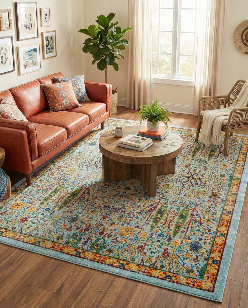 Caribbean Cove Collection Area Rug -  Tobago Rectangle Aqua  lifestyle 9