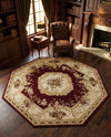Versailles Elegance Collection Area Rug -  Louveciennes (Red) Octagon Red  lifestyle 53