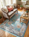 Arcadia Rugs Collection Area Rug - Eden (Aqua and Blue) Rectangle Aqua and Blue  lifestyle 14