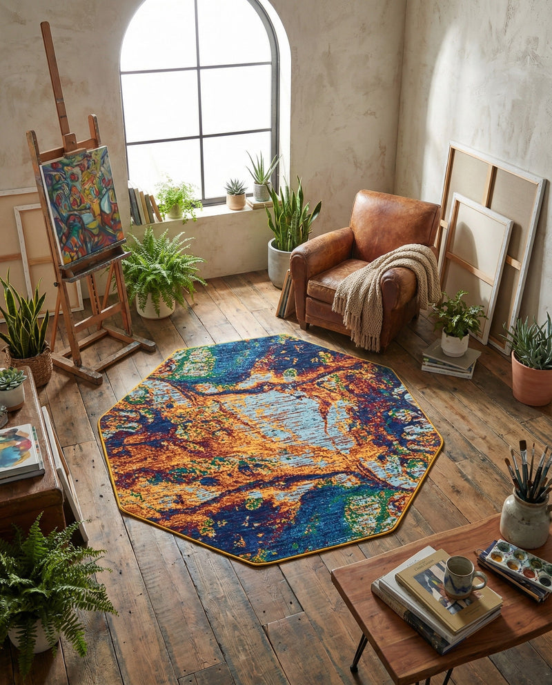 Caribbean Cove Collection Area Rug -  Bequia Octagon Multi  lifestyle 46