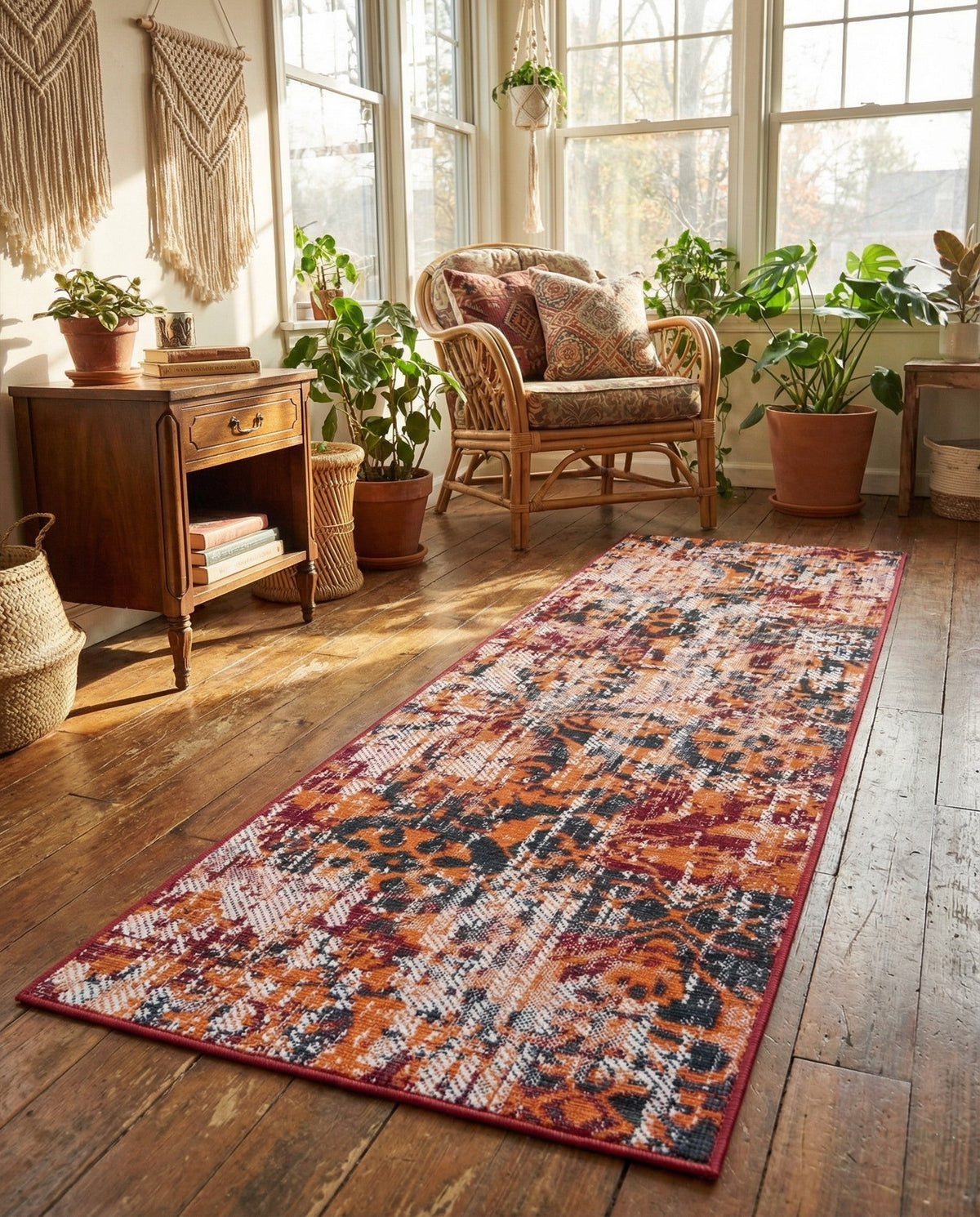 Geneva Terrace Collection Area Rug -  Morges Runner Rust Red  lifestyle 111