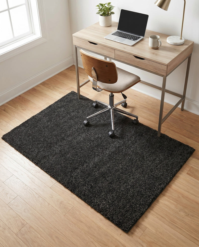 Solid Shag Seaside Collection Area Rug - Azure Cove (Charcoal) Rectangle Charcoal  lifestyle 13
