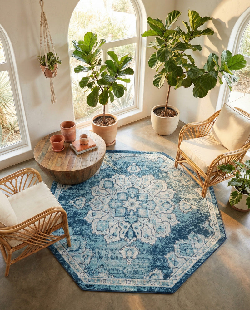 Beverly Grove Collection Area Rug - Melrose (Navy Blue) Octagon Navy Blue  lifestyle 75