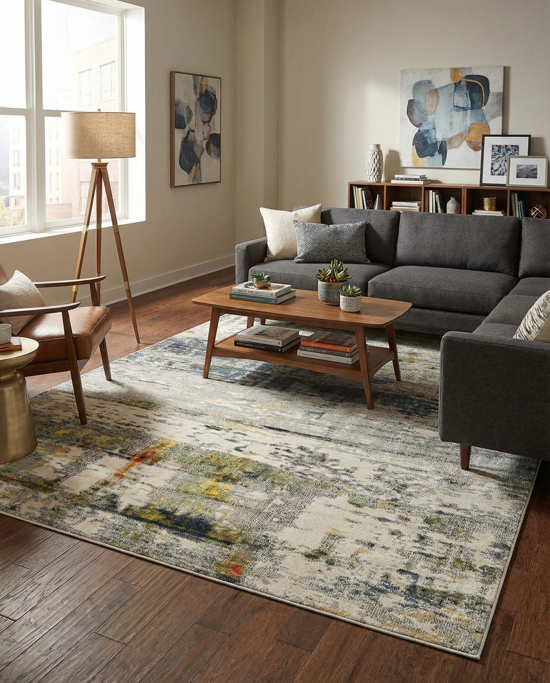 Chromatic Oasis Collection Area Rug -  Prism Rectangle Gray  lifestyle 14