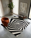 Cyclone Wool Collection Area Rug -  Twister Square Black and White  lifestyle 44