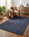 Woven Seaside Jute Collection Area Rug - Savannah (Navy Blue) Rectangle Navy Blue  lifestyle 25