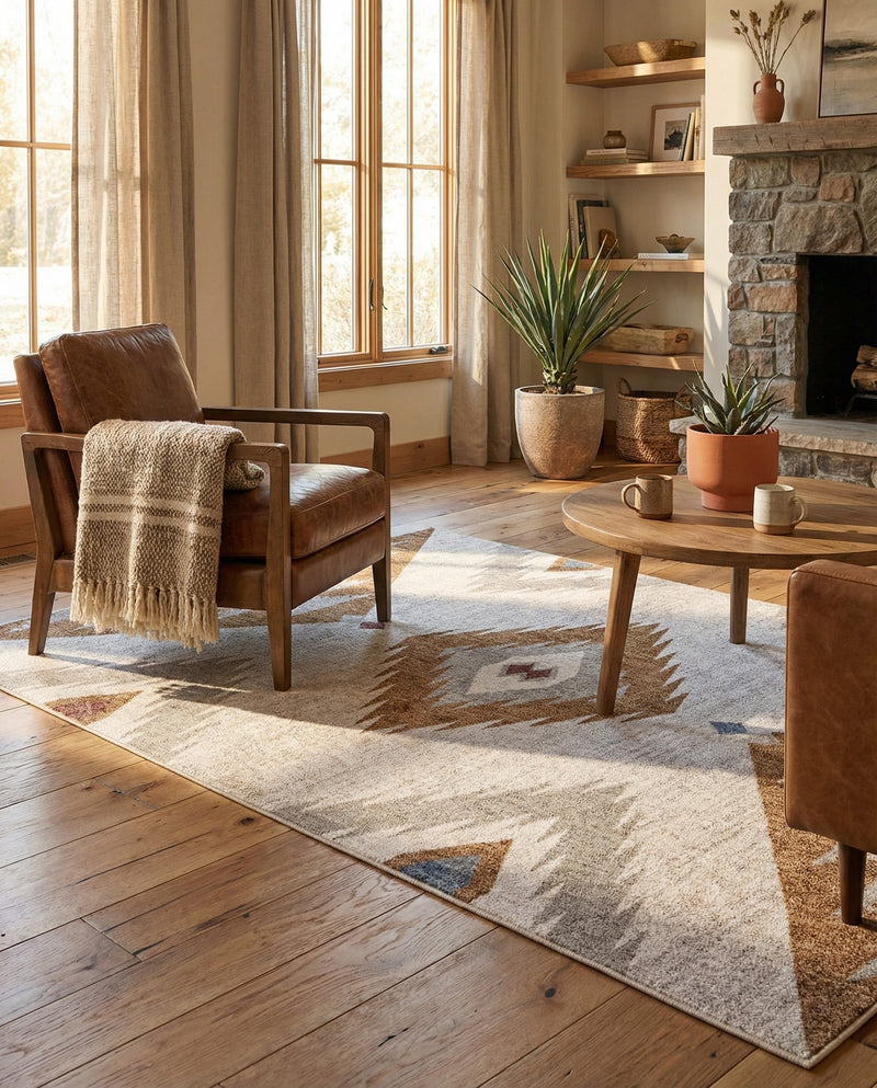 Desert Modern Eco Rug Series Collection Area Rug -  Zion Rectangle Ivory  lifestyle 12