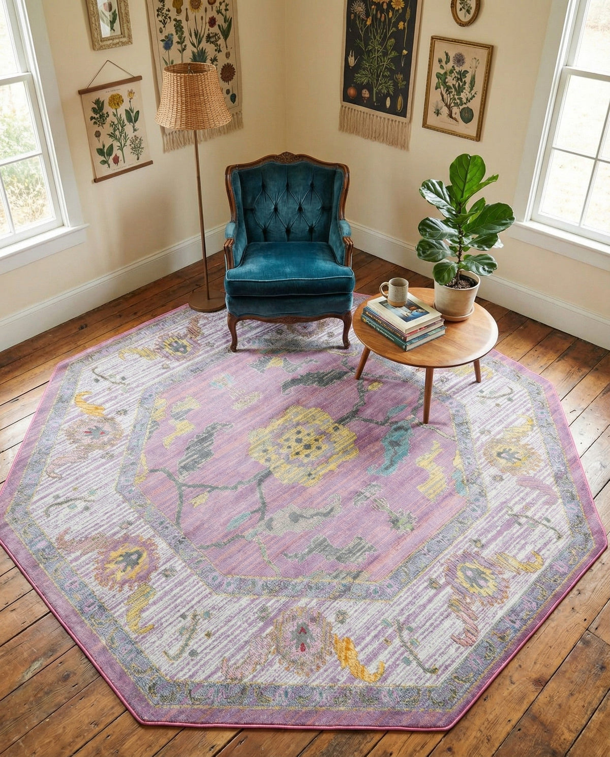 Arcadia Rugs Collection Area Rug - Eden (Pink) Octagon Pink  lifestyle 84