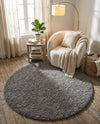 Eternal Plush Oasis Collection Area Rug -  Tranquility (Smoke) Round Smoke  lifestyle 74