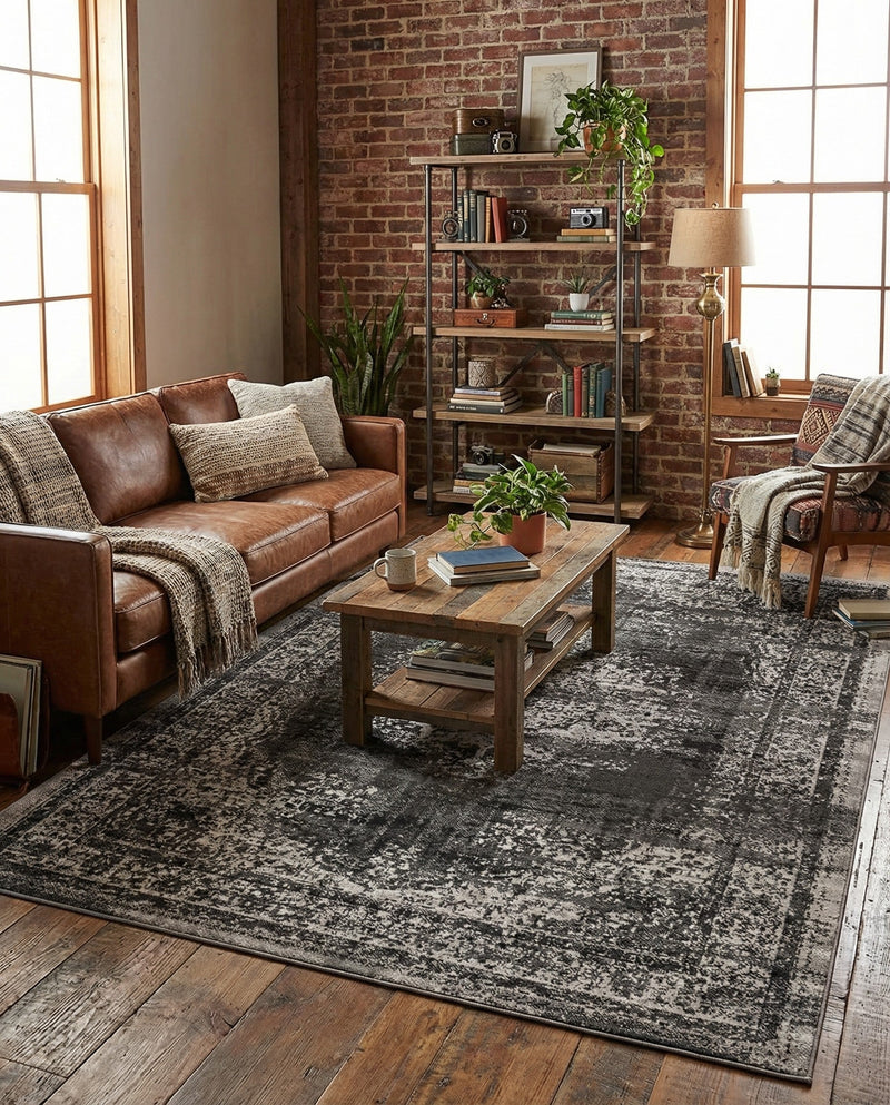 Geneva Terrace Collection Area Rug -  Vevey Rectangle Gray  lifestyle 22