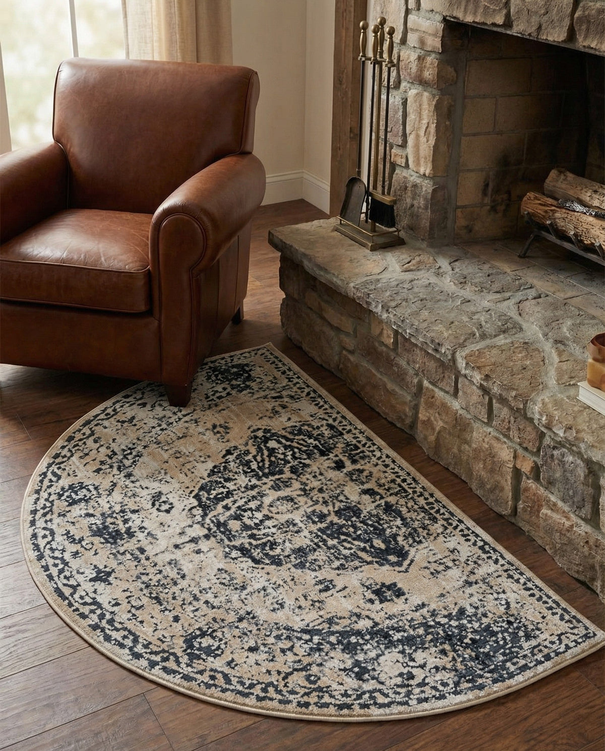 Coastal Manor Collection Area Rug -  Dunes Hearth Dark Blue  lifestyle 127