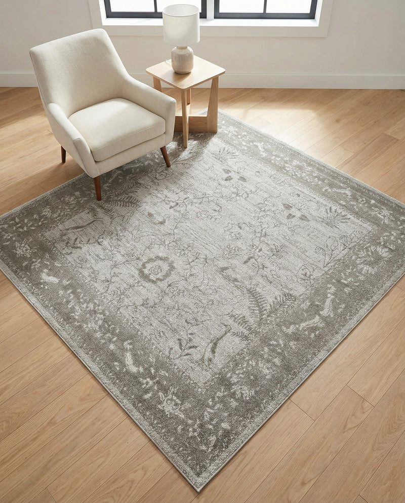 Horizon Collection Area Rug -  Apex (Light Gray) Square Light Gray  lifestyle 69