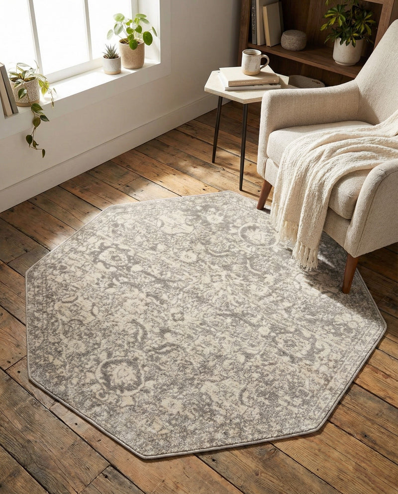 Seville Stripes Collection Area Rug -  Cordoba (Gray) Octagon Gray  lifestyle 66