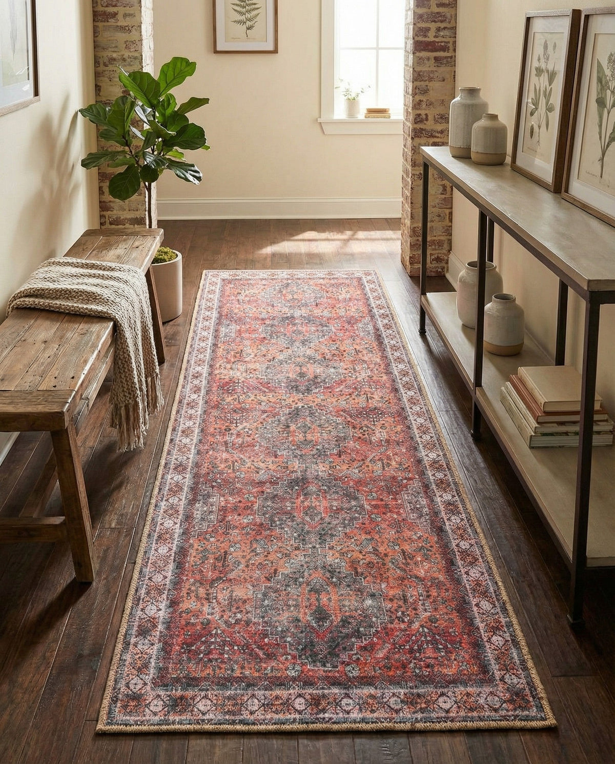 Heritage Elegance Collection Area Rug -  Uffizi Runner Rust Red  lifestyle 114