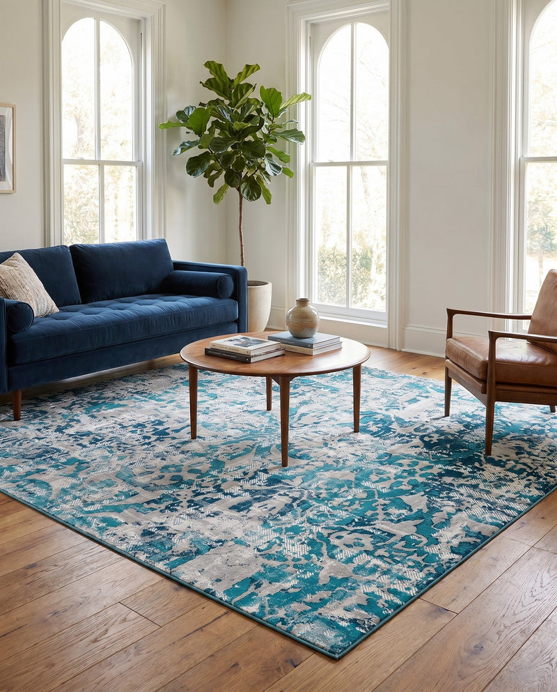 Geneva Terrace Collection Area Rug -  Morges Rectangle Blue  lifestyle 18