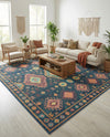 Coastal Terrace Collection Area Rug -  Dunes Square Navy Blue  lifestyle 34
