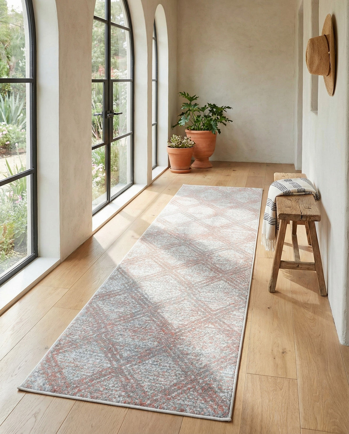 Aegean Elegance Washables Collection Area Rug -  Tinos Runner Rose Pink  lifestyle 150