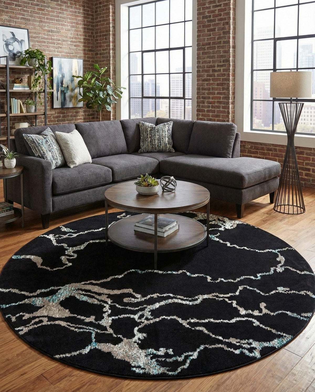 Brighton Terrace Collection Area Rug -  Aldrington Round Navy Blue  lifestyle 142