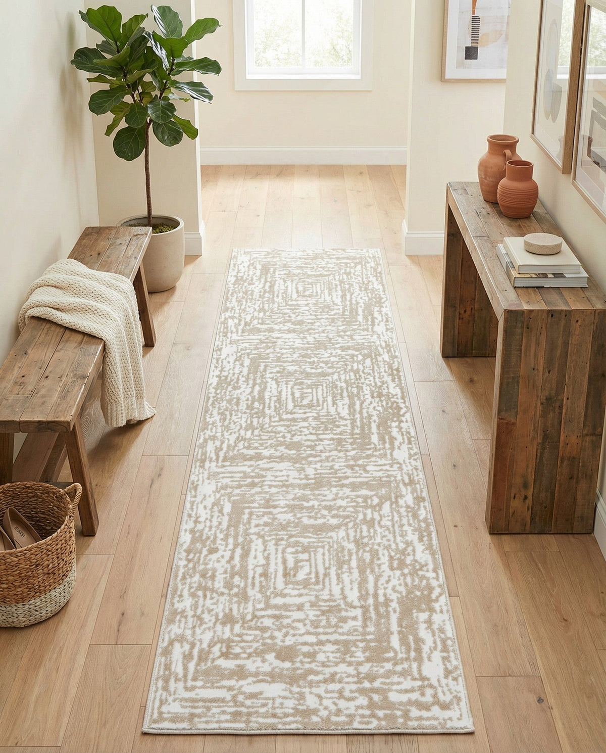 Sanctuary Retreat Collection Area Rug -  Asylum Runner White Bone  lifestyle 168