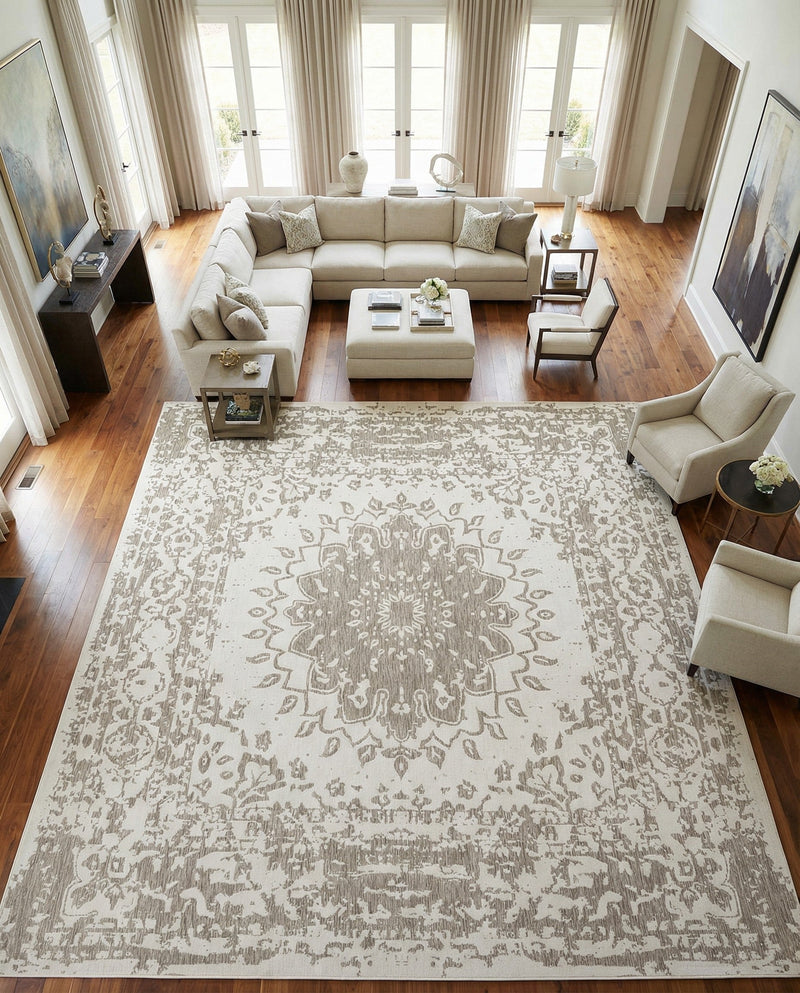 Patio Heritage Collection Area Rug -  Lafayette (Gray) Square Gray  lifestyle 77