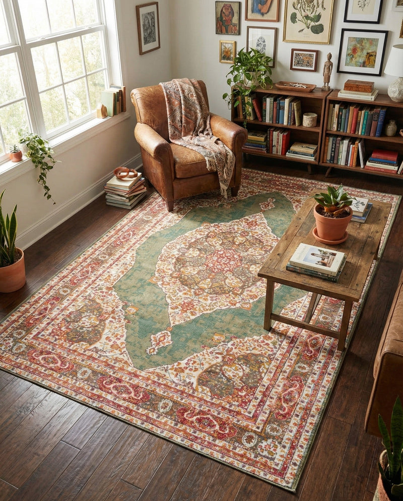 Caribbean Breeze Collection Area Rug -  Windward Rectangle Green  lifestyle 35
