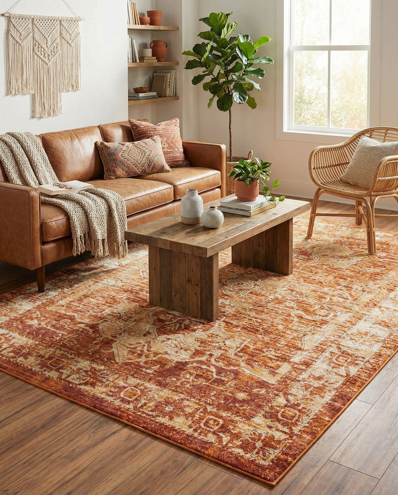 Savannah Soiree Collection Area Rug -  Everglade (Rust Red) Rectangle Rust Red  lifestyle 16