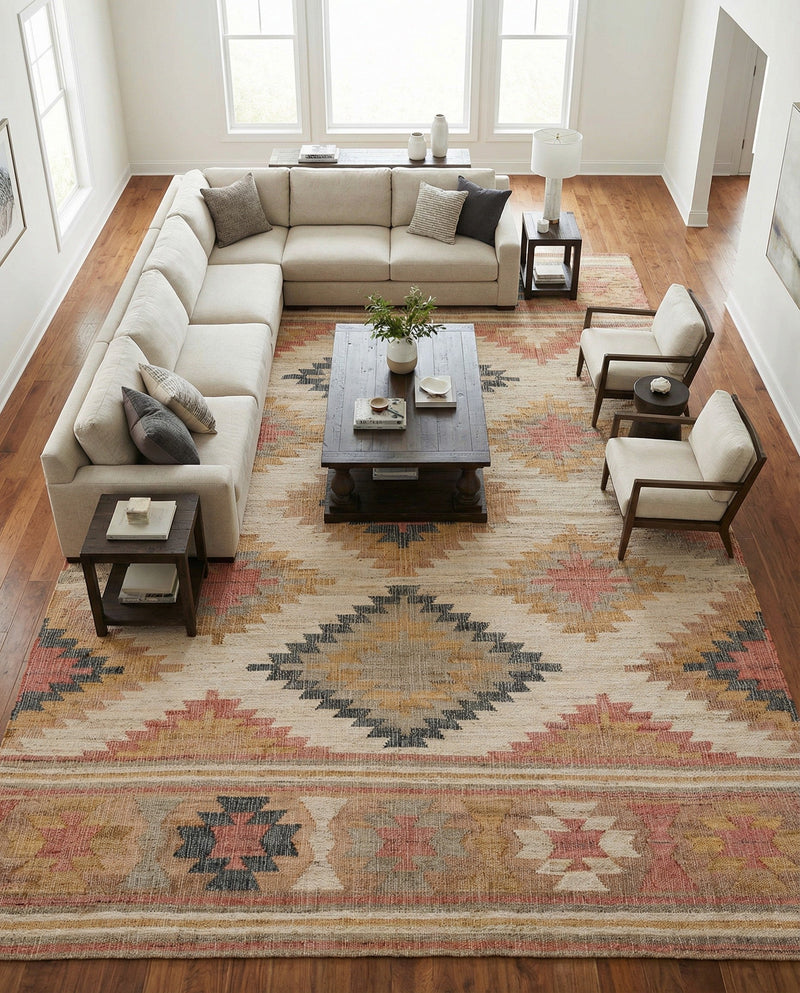 Desert Weave Jute Collection Area Rug - Sahara Rectangle Multi  lifestyle 20