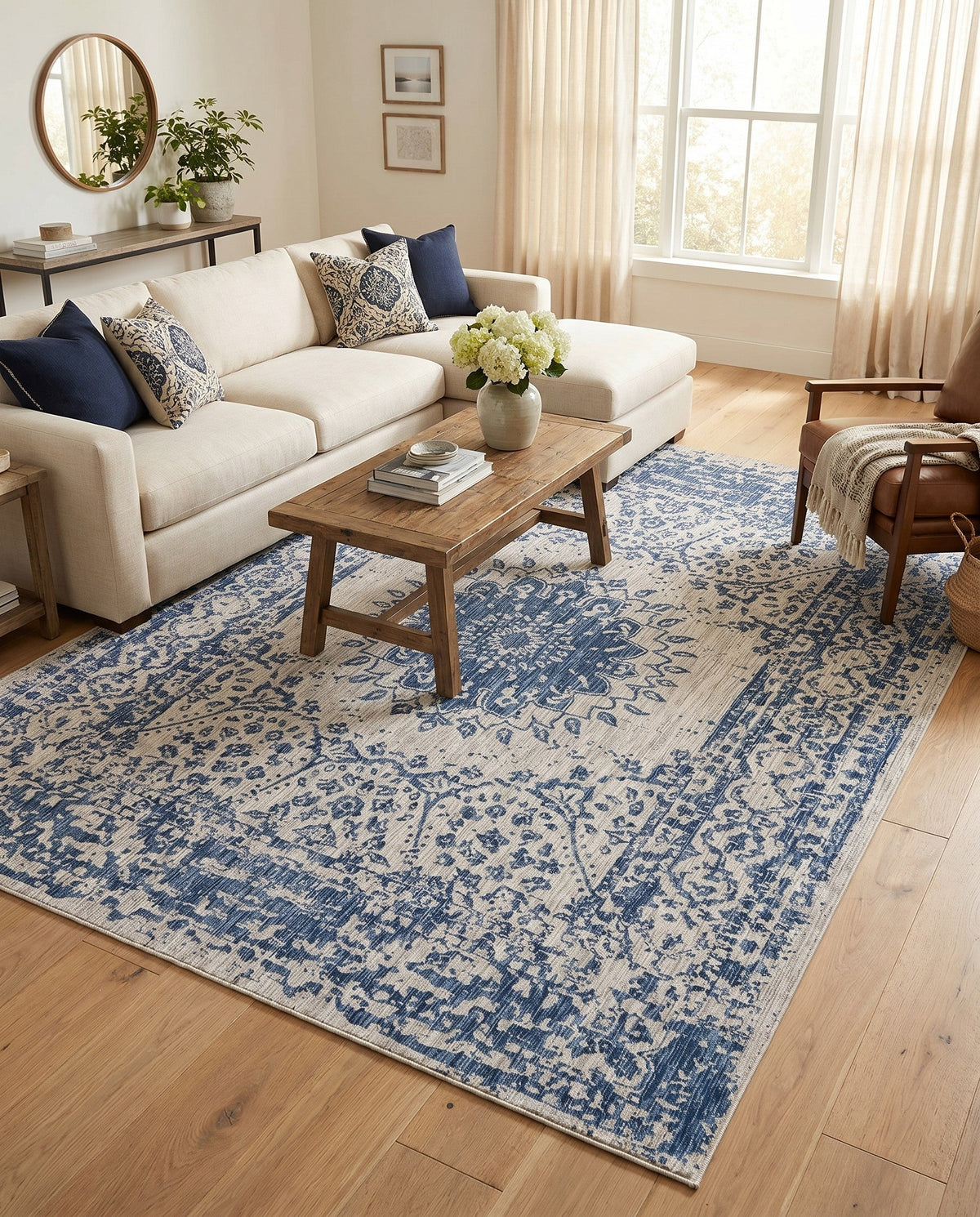 Patio Heritage Collection Area Rug -  Lafayette (Blue) Rectangle Blue  lifestyle 27