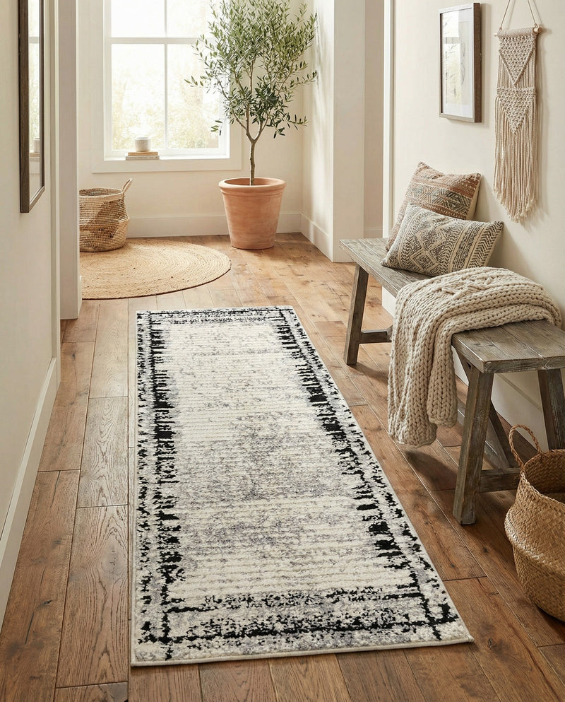 Marrakech Mosaic Collection Area Rug -  Sahara Runner Black and White  lifestyle 46