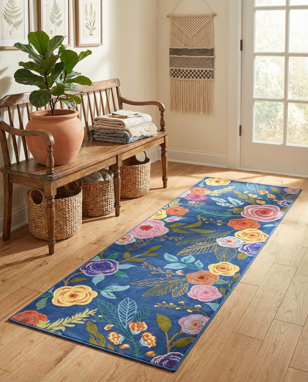 Meadow Breeze Collection Area Rug -  Petal Runner Blue  lifestyle 232