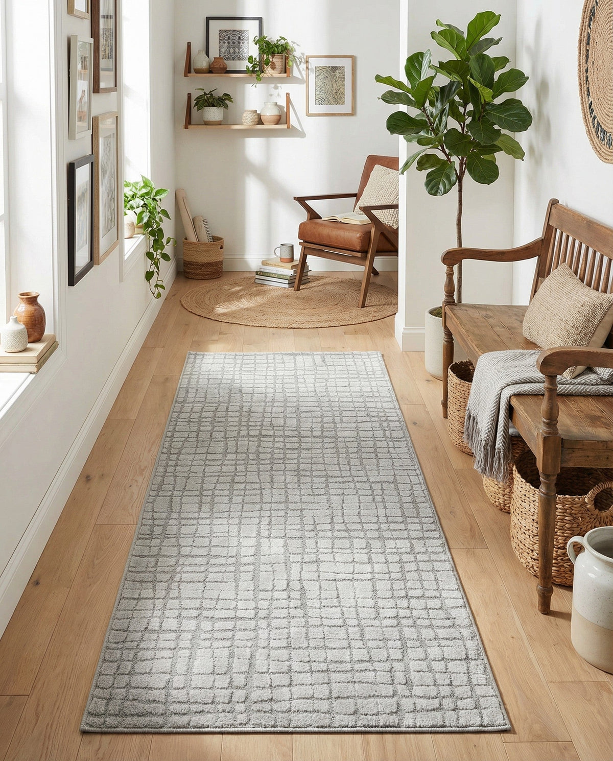 Haven Tapestry Collection Area Rug - WhisperingFalls Runner Twilight Stone Gray  lifestyle 85