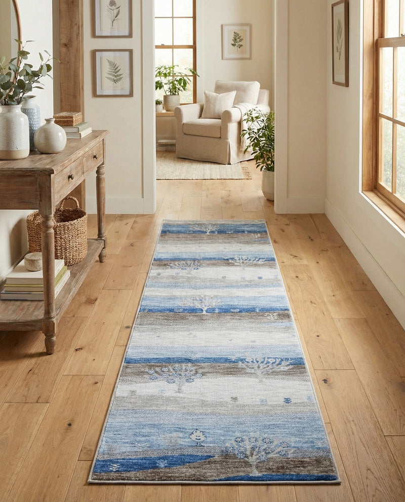 Zagros Shades Collection Area Rug -  Behbahan Runner Blue Gray  lifestyle 46