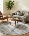 Aegean Elegance Collection Area Rug -  Rhodes Round Gray Cream  lifestyle 44