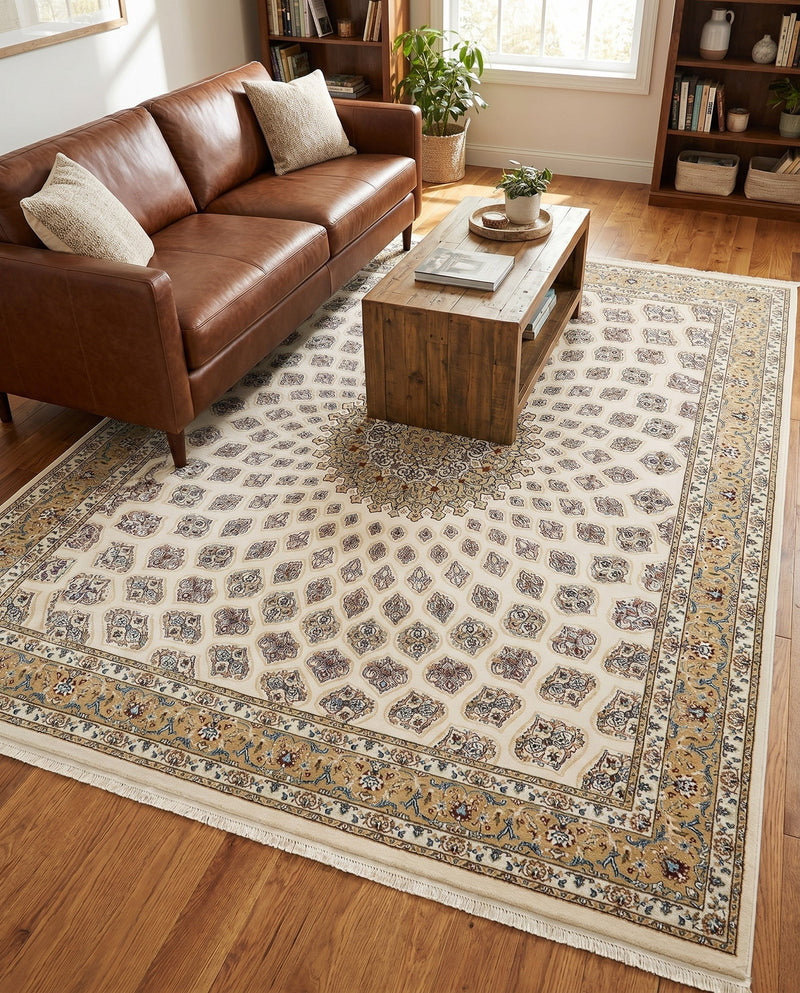 Persian Elegance Collection Area Rug -  Zanjan Rectangle Ivory  lifestyle 10