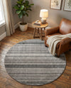 Jewel Oasis Collection Area Rug - Sapphire (Gray) Round Gray  lifestyle 66