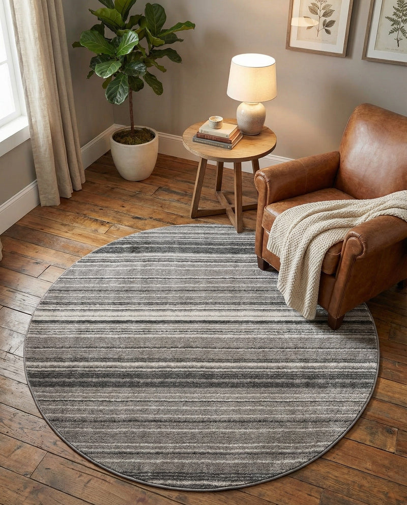 Jewel Oasis Collection Area Rug - Sapphire (Gray) Round Gray  lifestyle 66