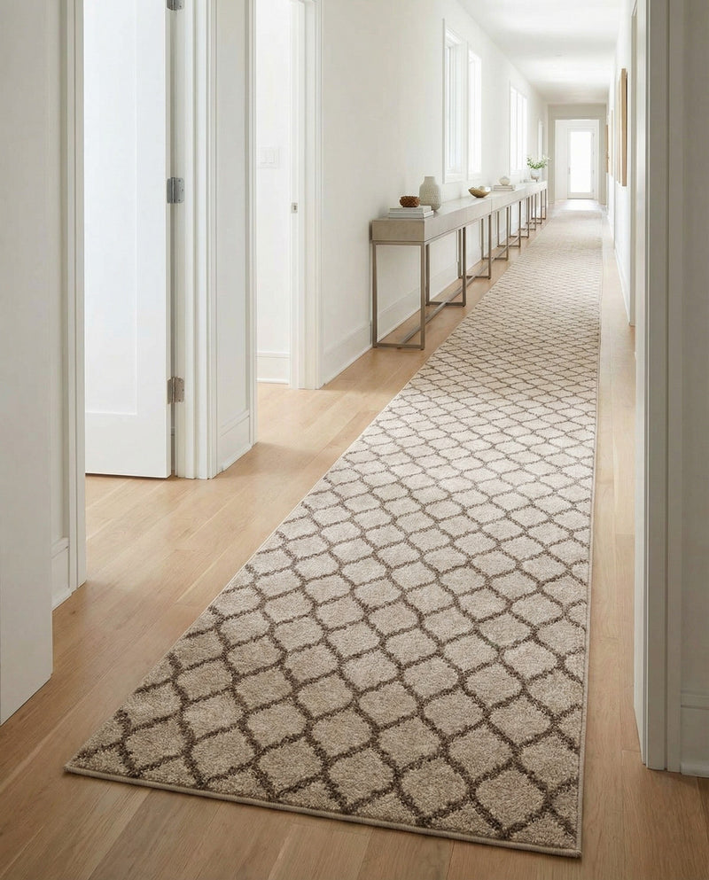 Lattice Gardens Collection Area Rug -  Bloomfield (Beige and Light Brown) Runner Beige and Light Brown  lifestyle 70