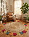 Woven Seaside Jute Collection Area Rug - Santorini Round Natural  lifestyle 9