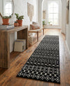 Mediterranean Lattice Collection Area Rug - Santorini (Black and White) Runner Black and White  lifestyle 56