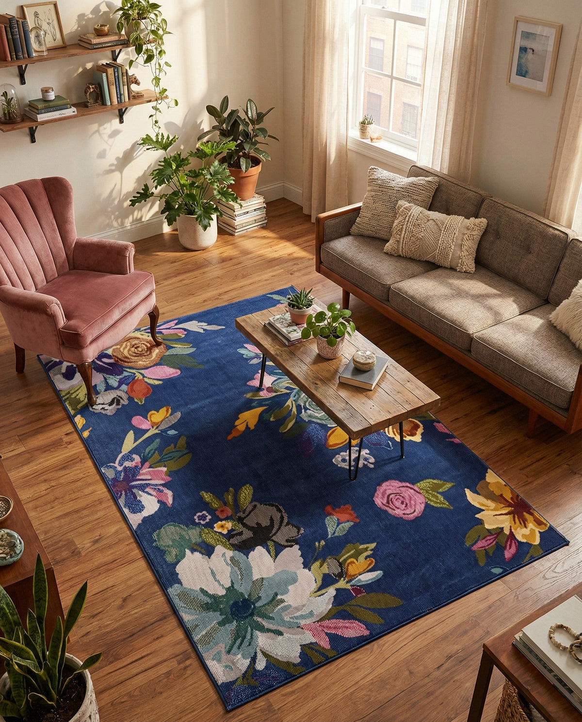 Meadow Breeze Collection Area Rug - Wildflower Rectangle Blue  lifestyle 8