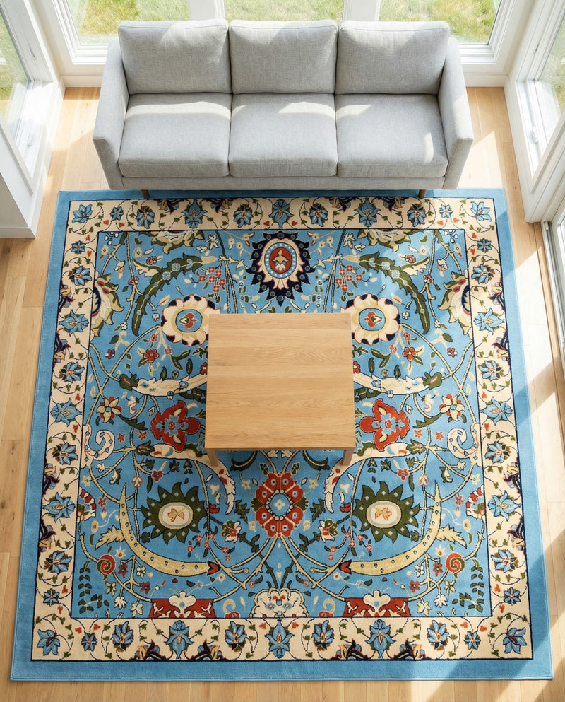 Tabriz Tapestry Collection Area Rug - Sahand (Blue) Square Blue  lifestyle 58