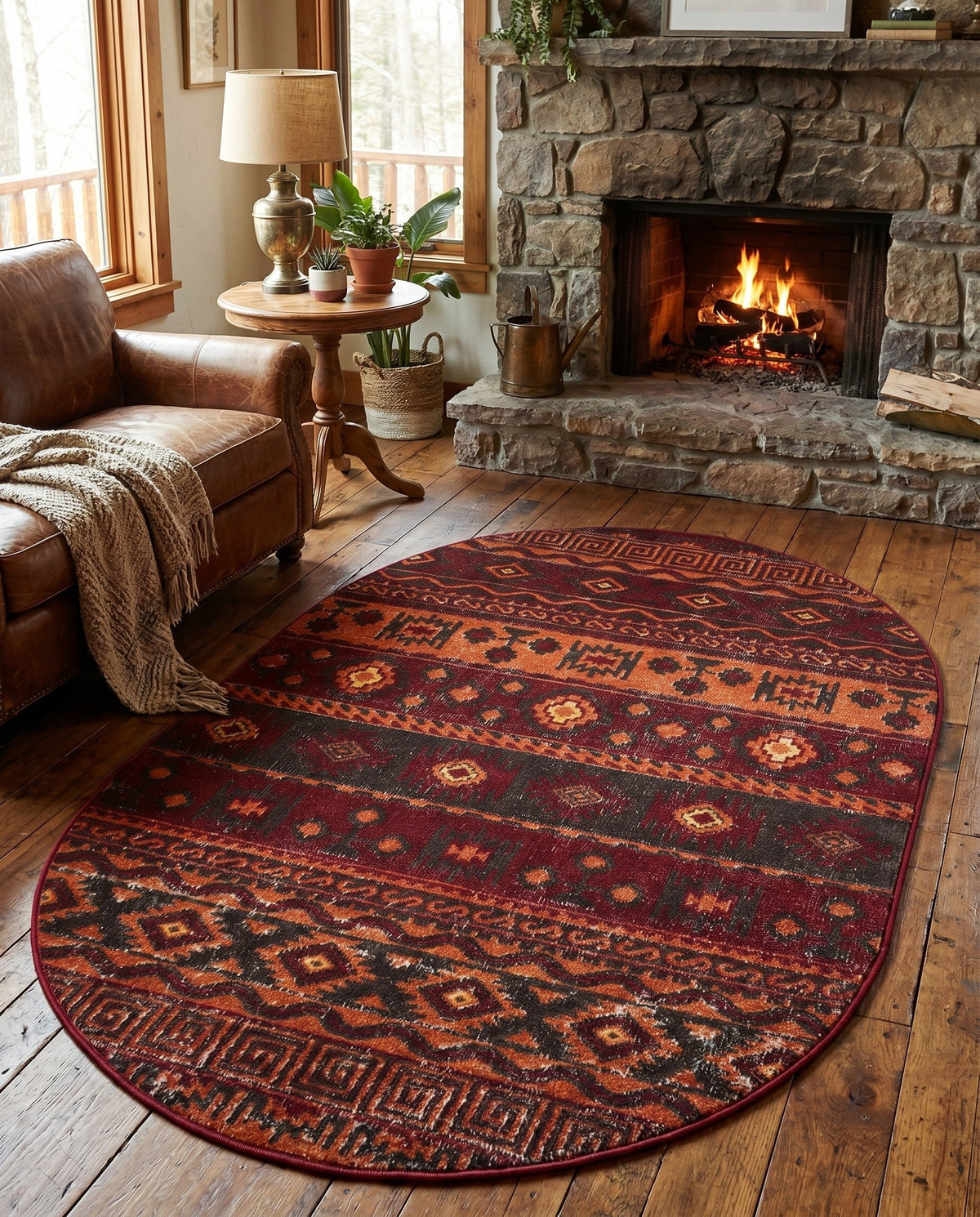 Geneva Terrace Collection Area Rug - Montreux Oval Rust Red  lifestyle 183