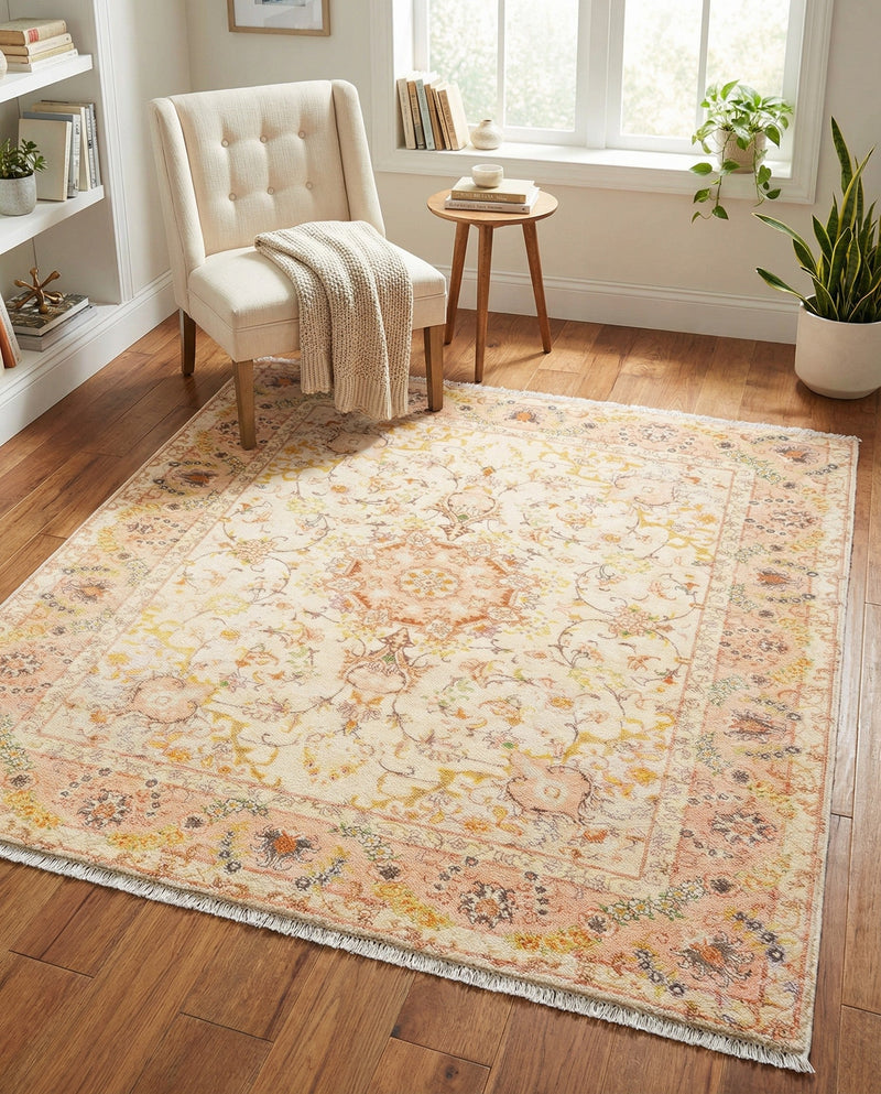 Bazaar Chic Collection Area Rug -  Fez Square Ivory and Gold  lifestyle 46