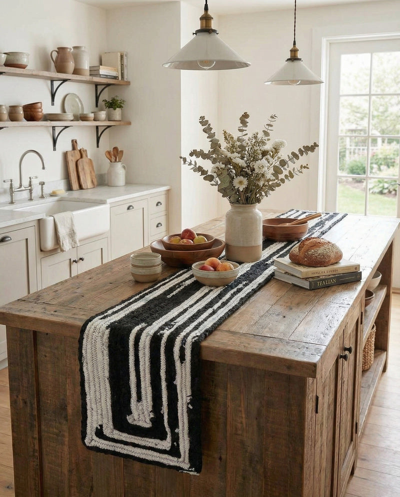 Woven Udaipur Collection Area Rug - Jaipur Table Runner Black and White  lifestyle 63