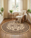 Isfahan Elegance Collection Area Rug - Naghsh-e Jahan (Ivory) Round Ivory  lifestyle 53