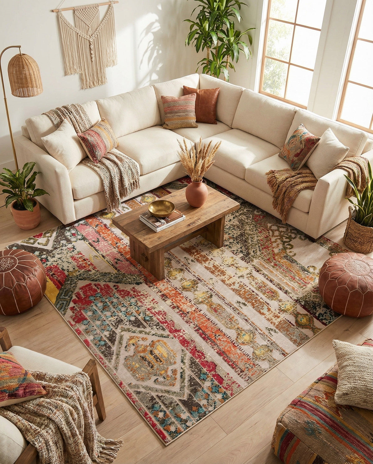 Outdoor Marrakesh Collection Area Rug -  Agadir Square Multi Beige  lifestyle 172