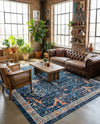 Seville Stripes Collection Area Rug -  Malaga (Navy Blue) Rectangle Navy Blue  lifestyle 33